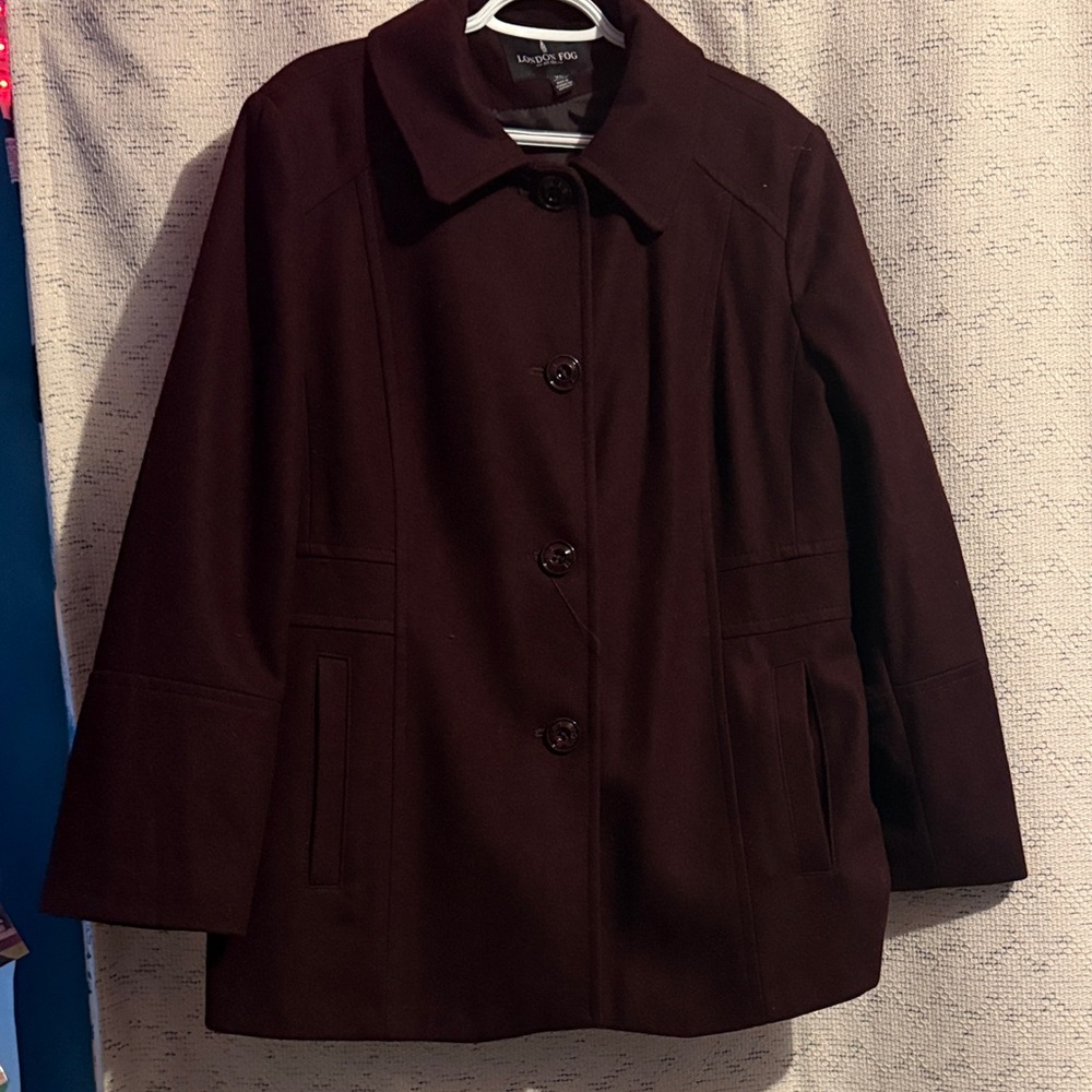 London fog Dark Burgundy Pea Coat